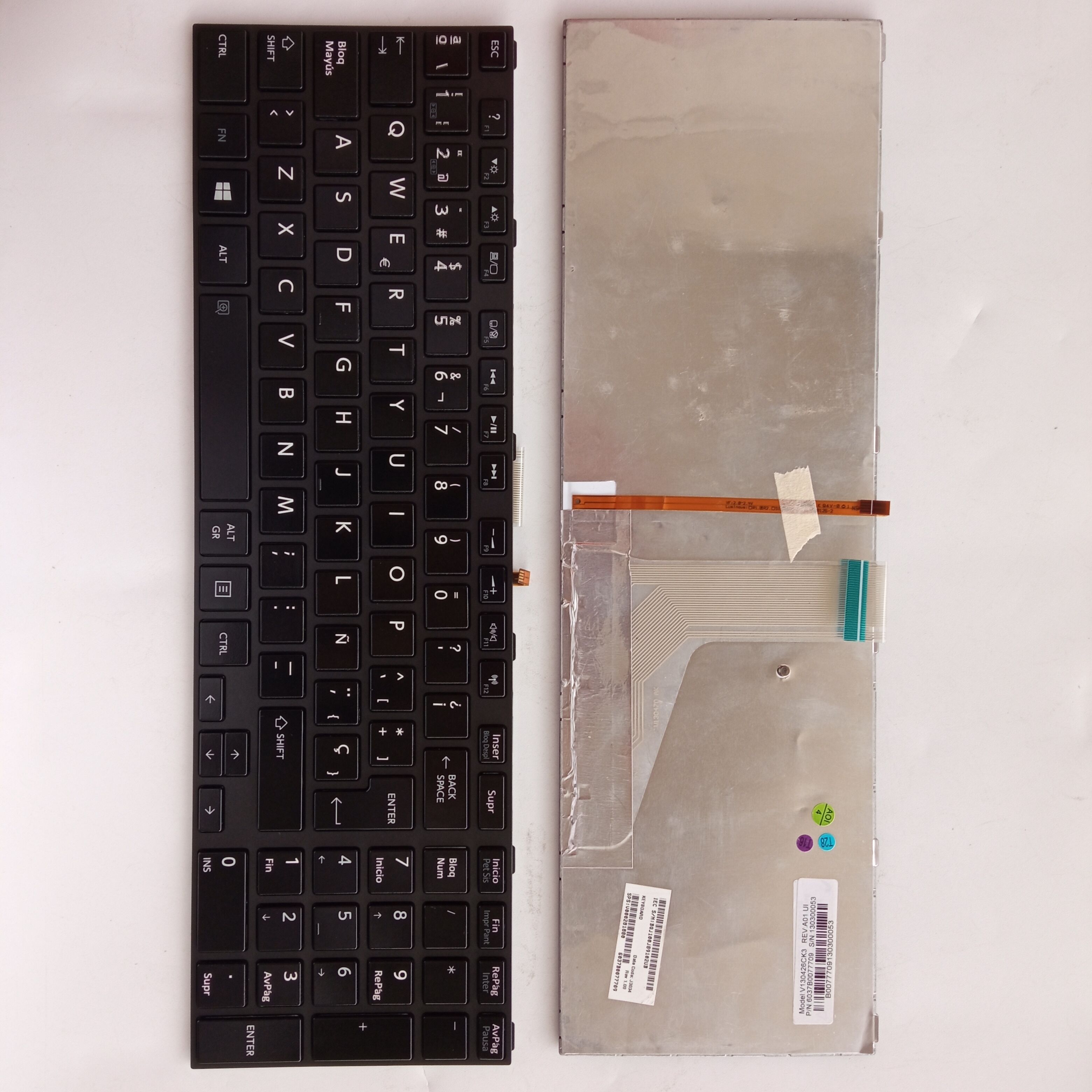 Picture of New Replacement Laptop Keyboard For TOSHIBA L850 GLOSSY BLACK,GREY FRAME Backlit Sp Layout